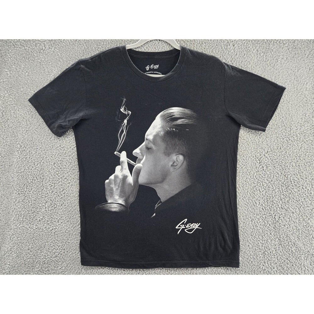 G-Eazy Shirt Mens Large Black Smoking Photo Tee Rap Hip Hop Concert Tour Graphic